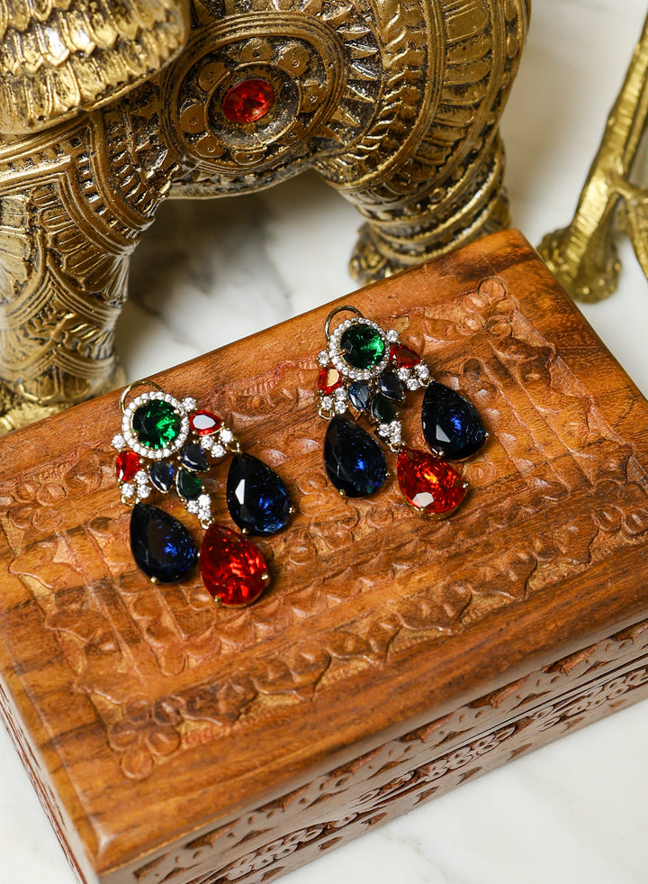 Meher Earrings – Blue, Red & Green