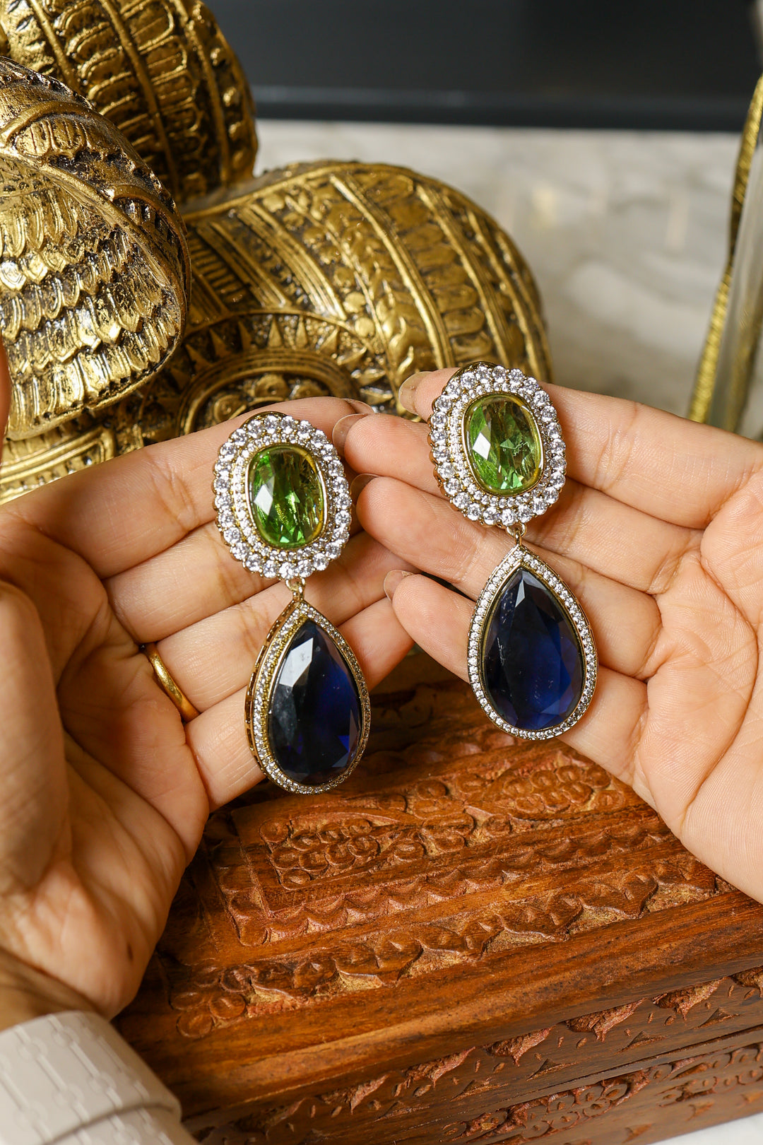 Avira Earrings – Green & Blue