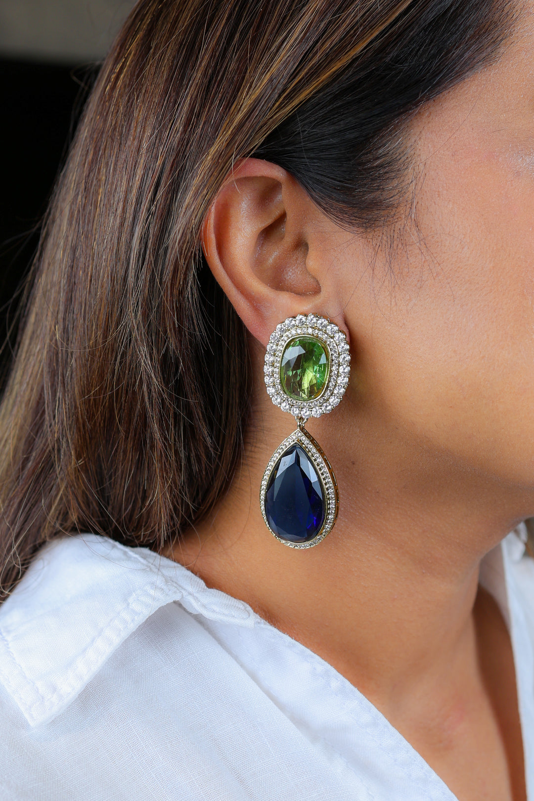 Avira Earrings – Green & Blue