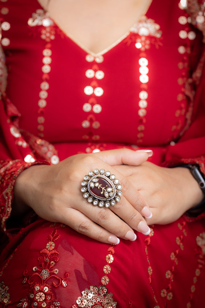 Jharokha Ring-Red