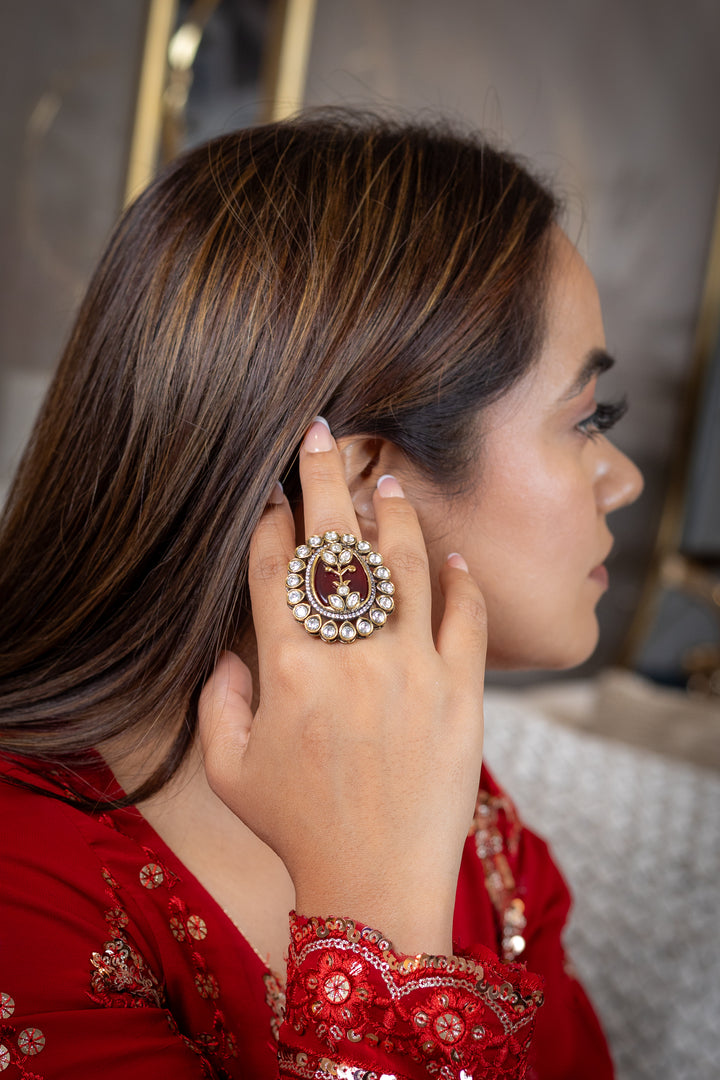 Jharokha Ring-Red