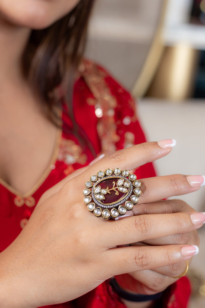 Jharokha Ring-Red