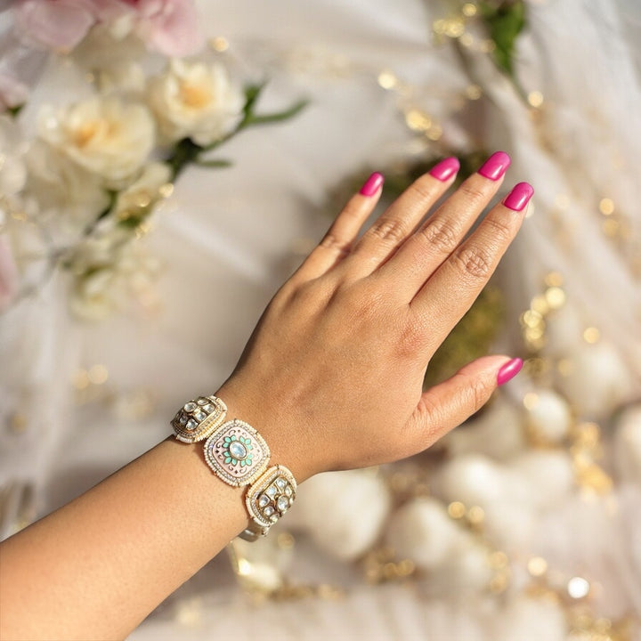 Kundan Bracelet with Meenakari work and Small Pearls