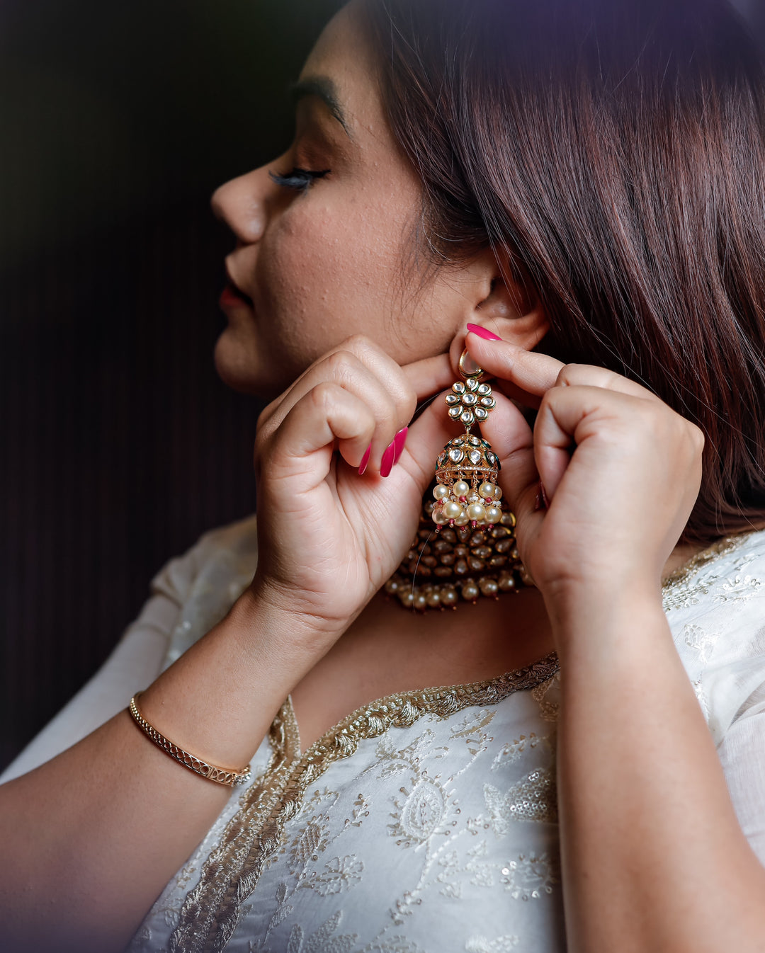 Kundan Choker with Red Semi-Precious Stones and Pearls | Stunning Earrings Included
