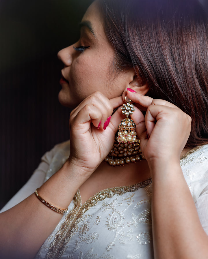 Kundan Choker with Red Semi-Precious Stones and Pearls | Stunning Earrings Included