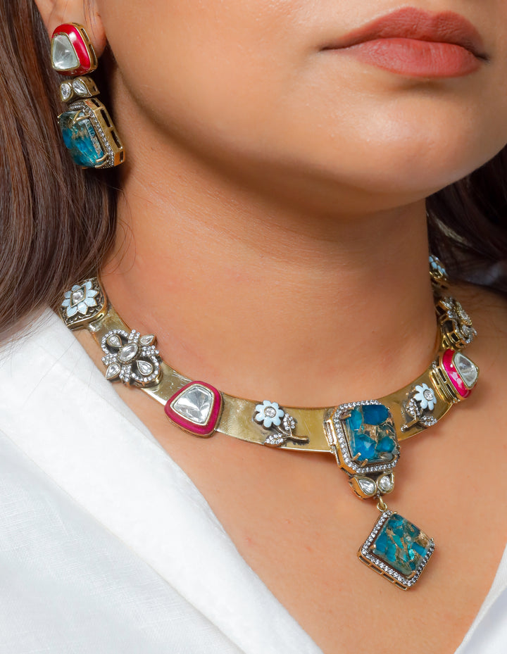 Saanjh Hasli Set-Turquoise
