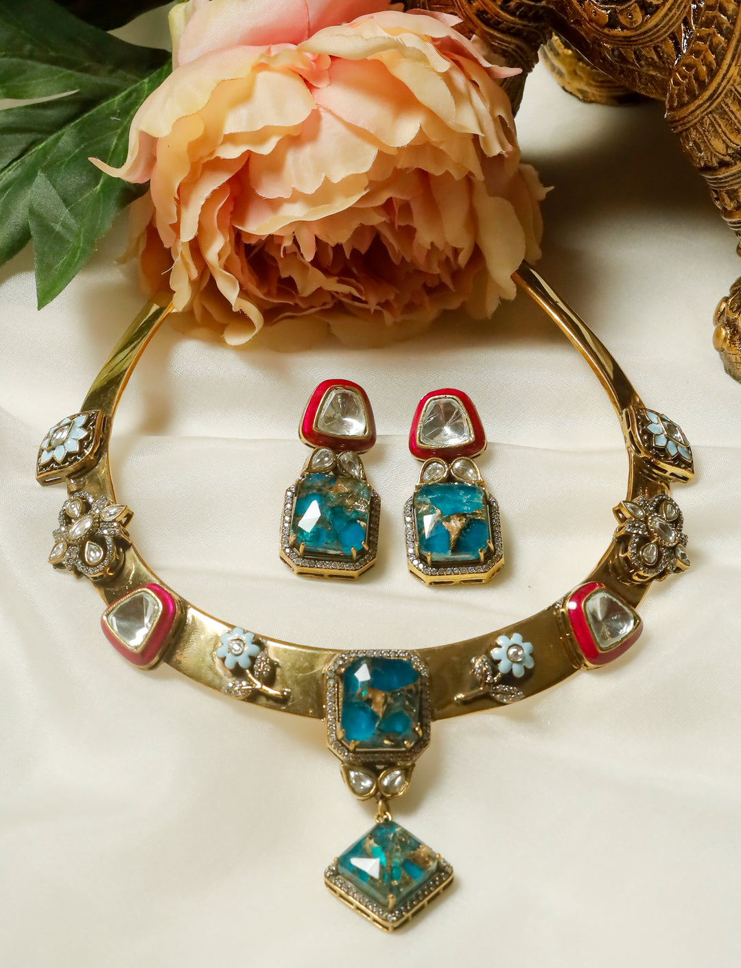 Saanjh Hasli Set-Turquoise