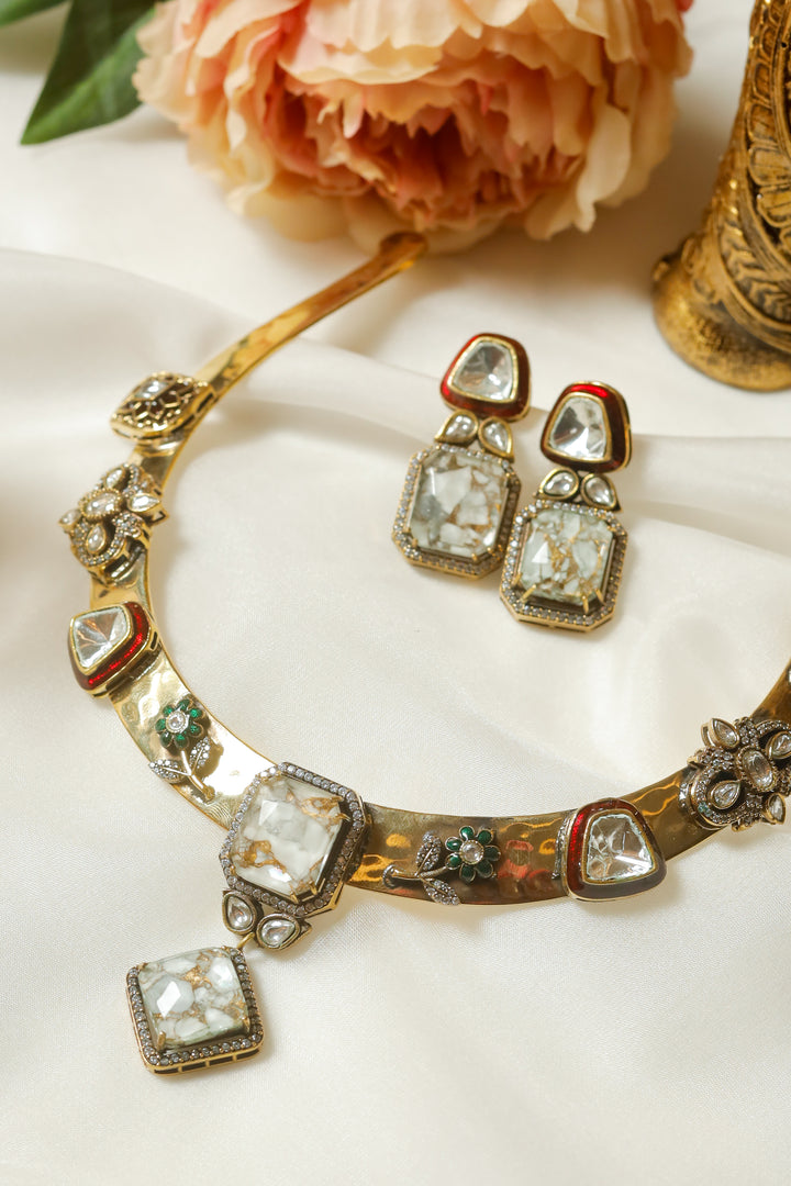 Saanjh Hasli Set-White